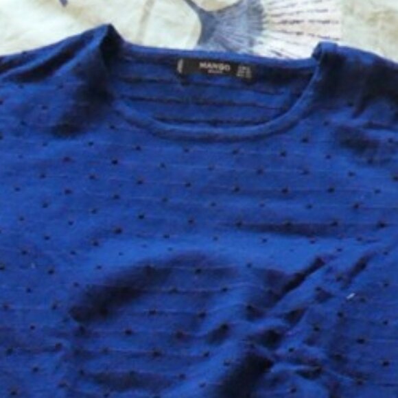 Blue sweater with black polka dots, Mango MNG, size XS - Picture 6 of 8